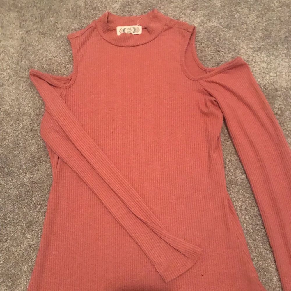 Cold shoulder high neck blouse